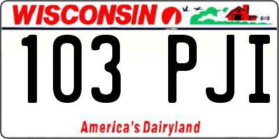 WI license plate 103PJI