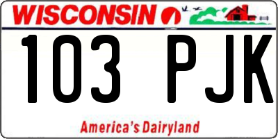 WI license plate 103PJK