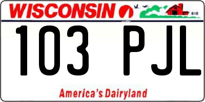 WI license plate 103PJL