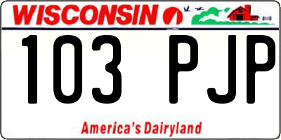 WI license plate 103PJP
