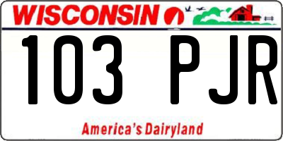 WI license plate 103PJR