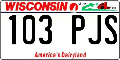 WI license plate 103PJS