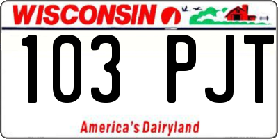 WI license plate 103PJT