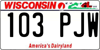 WI license plate 103PJW