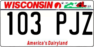 WI license plate 103PJZ