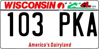 WI license plate 103PKA