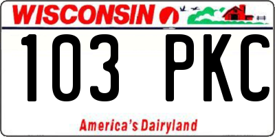 WI license plate 103PKC