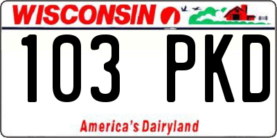 WI license plate 103PKD