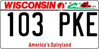 WI license plate 103PKE