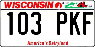 WI license plate 103PKF
