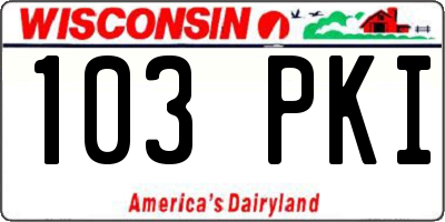WI license plate 103PKI