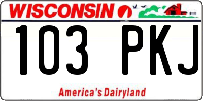 WI license plate 103PKJ