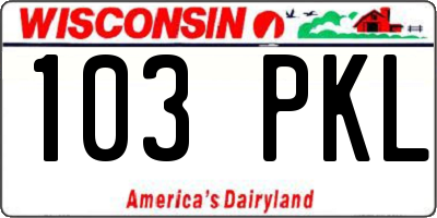 WI license plate 103PKL