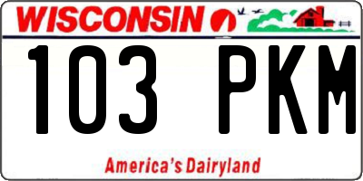 WI license plate 103PKM