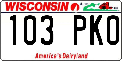 WI license plate 103PKO