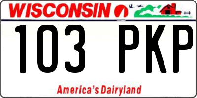 WI license plate 103PKP
