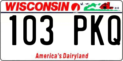 WI license plate 103PKQ