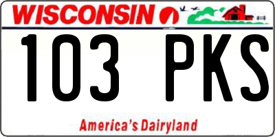 WI license plate 103PKS