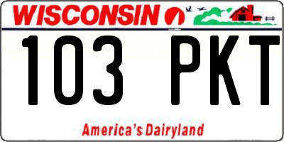 WI license plate 103PKT