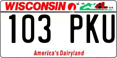 WI license plate 103PKU