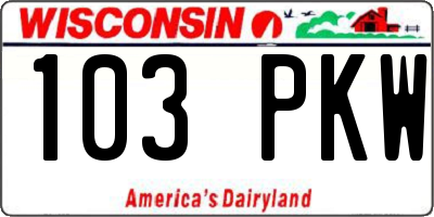 WI license plate 103PKW