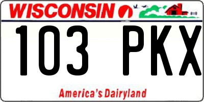 WI license plate 103PKX