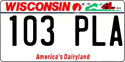 WI license plate 103PLA