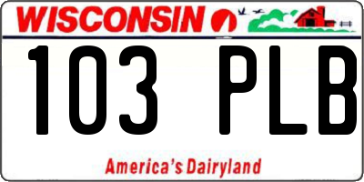 WI license plate 103PLB