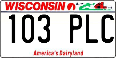 WI license plate 103PLC