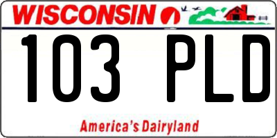 WI license plate 103PLD