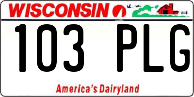WI license plate 103PLG