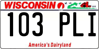 WI license plate 103PLI
