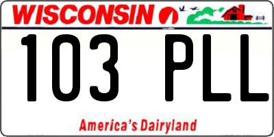 WI license plate 103PLL