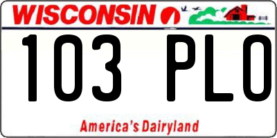 WI license plate 103PLO