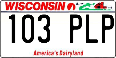 WI license plate 103PLP