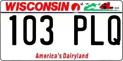 WI license plate 103PLQ
