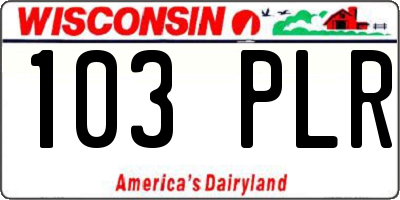 WI license plate 103PLR