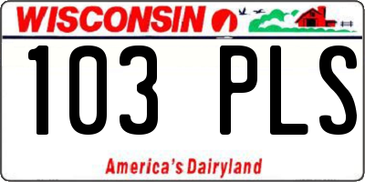 WI license plate 103PLS
