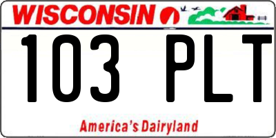 WI license plate 103PLT