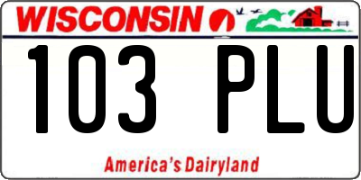 WI license plate 103PLU