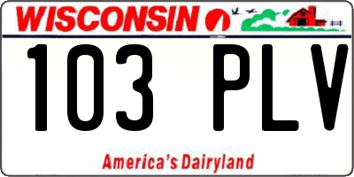 WI license plate 103PLV