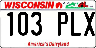 WI license plate 103PLX