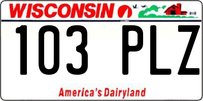 WI license plate 103PLZ