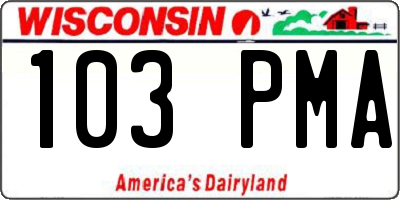 WI license plate 103PMA