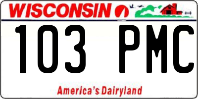 WI license plate 103PMC