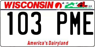 WI license plate 103PME
