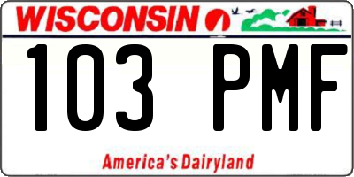 WI license plate 103PMF