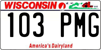WI license plate 103PMG
