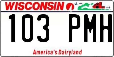 WI license plate 103PMH