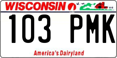 WI license plate 103PMK